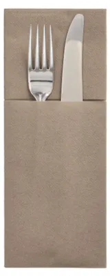 Produktbild von 100 Bestecktaschen, Airlaid 40 cm x 48 cm taupe mit Besteckfalz