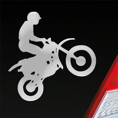 Produktbild von Auto Aufkleber Motorcross Motorrad Bike Tuning 10x9 cm Silber Sticker Heckscheibenaufkleber