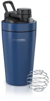 Produktbild von Arendo Proteinshaker Edelstahl 500 ml, Eiweißshaker mit Mixball und Rührvorrichtung, auslaufsicher, Schraubverschluss, BPA-frei, spülmaschinengeeignet, dunkelblau