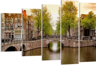 Produktbild von Bild auf Leinwand - Leinwandbild - Kanal Wasser Amsterdam Fahrrad - 150x100cm - Wand Bild - Wanddeko - Leinwanddruck - Bilder - Kunstdruck - Leinwand bilder - Wandkunst - EG150x100-2697