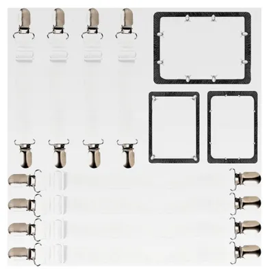 Produktbild von 8 Stück Verstellbare Bettlakenspanner, 30-120/90-250 cm, Weiß mit Metallclips