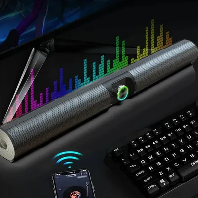 Produktbild von BS-55 Soundbar - Kabelloser Bluetooth 5.3 Lautsprecher - 100 W Leistung - 2.0 Kanäle - USB/AUX Eingang - RGB Beleuchtung - Tragbar Wasserdicht - Schwarz