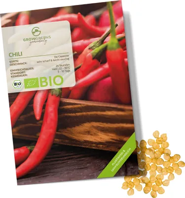 Immagine prodotto di Semi di peperoncino biologico (De Cayenne, 50.000 Scoville) - Semi di peperoncino da coltivazione biologica, ideali per la coltivazione in giardino, sul balcone o in terrazza (10 semi)