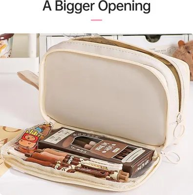 Image de Cute Pencil Case Large Capacity Pencil Pouch 6-Layer Durable and Easy to Clean Zipper Pocket Bag with Handle Dewsign Office Organizer Gift for Students Girls Boys Women Kids School Children Home Storage