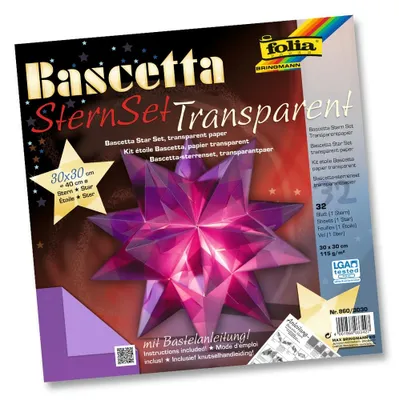 Produktbild von folia Bastelset Bascetta Stern Ø40cm 115g/m² violett 30x30cm 32 Blatt