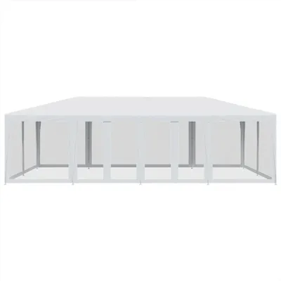 Produktbild von Cloris DesignMöbel Pavillons & Partyzelte - Weiß Partyzelt mit 12 Mesh-Seitenteilen Weiß 8x4 m HDPE Schlichtes9117064