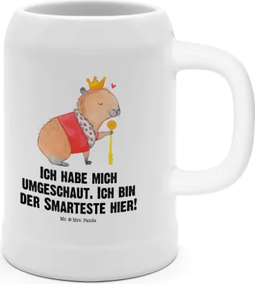 Produktbild von Mr. & Mrs. Panda Bier Seidel Capybara König - Weiß - Geschenk, Keramikkrug, Tonkrug, Steinkrug, Krug, Humpen, Gute Laune