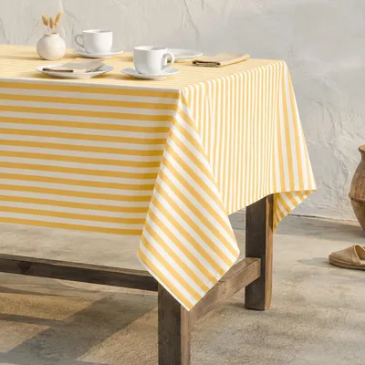 Image de Nappe avec des rayures jaunes - Imperméable, 140 x 180 cm