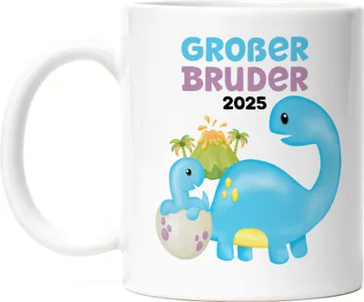 Produktbild von Großer Bruder 2025 Tasse Weiß Baby Neugeborenes Geschwister Familie Liebe Geburt Kleinkind Stolz Geborgenheit