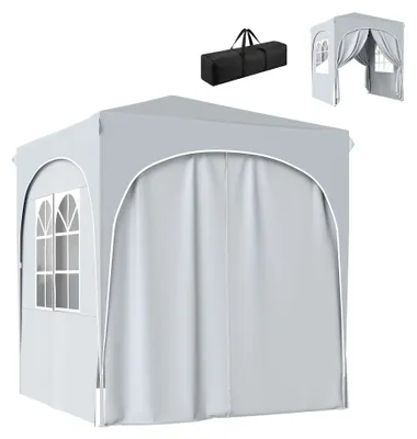 Produktbild von Verstellbarer, faltbarer Pavillon (2 x 2 m) mit 4 Seitenw?nden, aus Metall und hellgrauem Oxford-Gewebe