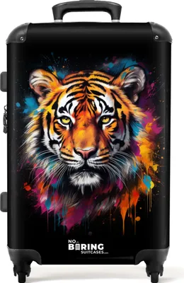 Produktbild von NoBoringSuitcases.com® Großer Koffer - Tiger als Straßenkunstwerk - Kombinationsschloss TSA - Hartschalen Trolley 4 Rollen - 72 liter - Reisekoffer - 66 cmKoffer Mittelgroß 67x43x25 cm, 72L,