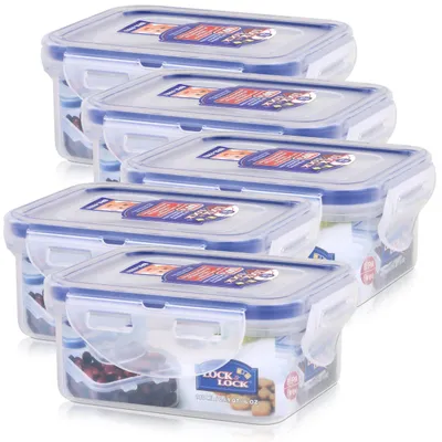 Produktbild von Lock&Lock HPL805 Vorratsdose 180ml - Luft und Wasserdicht - rechteckig (5er Pac