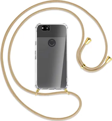 Produktbild von Handykette Backcover-Schutzhülle mit Band (Metall goldfarben) für Google Pixel 2 - caramel