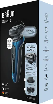 Obrázek produktu pro Braun Series 6 61-B1500s - Folienschaber - Tasten - Blau - LED - Akku - Lithium-Ion (Li-Ion)
