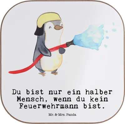 Produktbild von Mr. & Mrs. Panda Untersetzer für Gläser Feuerwehrmann Herz - Weiß - Geschenk, Tischuntersetzer, Tassenuntersetzer, Ausbildung, Freiwillige Feuerwehr, Coaster, Tassen