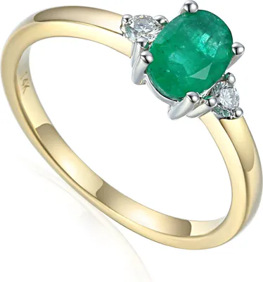 Produktbild von 585er Gold Damenring mit Smaragd 0,67ct. und Diamanten 0,08ct. Gr. 54
