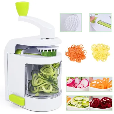 Produktbild von Spiralschneider Gemüse 4-in-1 mit Behälter, Zucchini Spaghetti Schneider, Gemüseschneider, für Karotte & Gurke