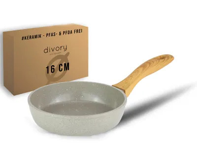 Immagine prodotto di Padella in Vetroceramica DIVORY 16cm | Padella a induzione con rivestimento in Vetroceramica | Senza PTFE | Piccola padella in Vetroceramica | Mini padella | Padella per uova rivestita