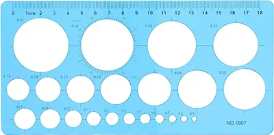 Produktbild von Kreis Schablone Vorlage, Kreis Schablone mit 36 Kreisen, Kreis Schablonen zum Malen, Kreis Lineal für Zeichenhilfen, Quilling Schablone, Transparent Blau