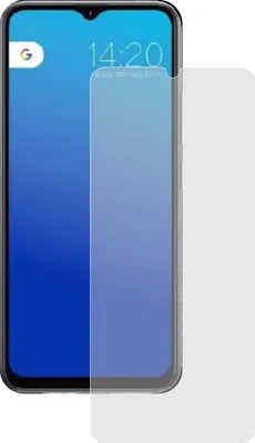 A screen protector is shown partially covering a smartphone screen.