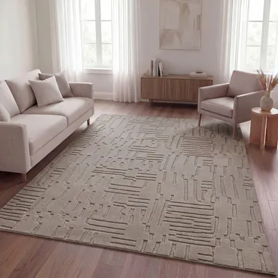 Produktbild von TT Home Wohnzimmer Teppich Schlafzimmer Hochflor Waschbar Skandinavisches Design Geometrisch Abstrakt Boho Stil Einfarbig 3D Größe 120x160 cm
