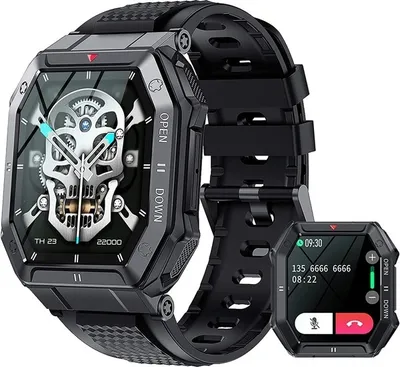 Produktbild von Smartwatch Herren mit Telefonfunktion, 1,85” Touchscreen Männer Sportuhr 24 Sportmodi Fitness Tracker Blutdruckmessung Pulsmesser Kalorienzähler Bluetooth Kompatibel Android und IOS Schwarz