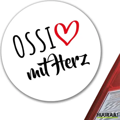 Produktbild von Huuraa Aufkleber Ossi mit Herz 10cm rund Sticker Geschenkidee