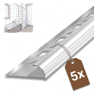 Produktbild von Dalsys 5x Fliesenschiene Viertelkreisprofil 2,5m x 8mm Chrom Alu