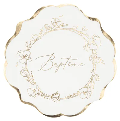 Produktbild von 16 Taufe Papierservietten 33 x 33 cm goldene Blumen -