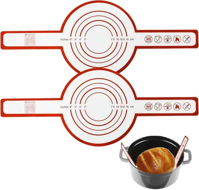 Produktbild von Backmatten aus Silikon, 2 Stück, 21 cm, mit langen Griffen, antihaftbeschichtet, für die Küche