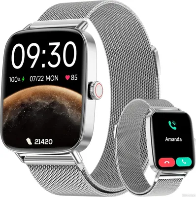 Image de Montre intelligente pour hommes et femmes avec fonction téléphone, plus de 110 modes de sport et podomètre IP68, cardiofréquencemètre, moniteur de sommeil SpO2 et de stress