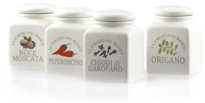 Zdjęcie produktu dla La Porcellana Bianca - Zestaw 4 pojemników do przypraw 175 ml Conserva