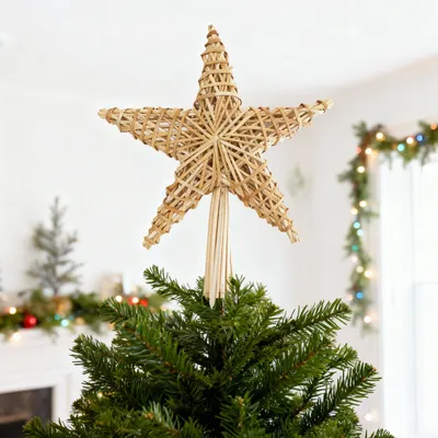 Productafbeelding van Salcar, 30 cm kerstboomtop, ster van stro, stroster voor kerstboom, handgemaakte, natuurlijke kerstboomversiering, 1 stuk