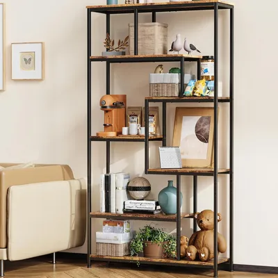 Productafbeelding van Boekenkast, 5-laags, open, vrijstaand, 98 x 30 x 180 cm, industrieel design, retrostijl