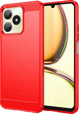 Produktbild von Hülle für Realme C53 Carbon-Faser Weich TPU Silikon Stoßfest Handyhülle Rot