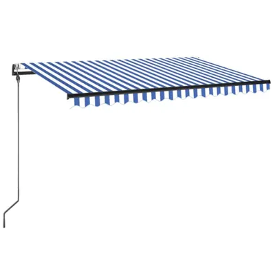 Zdjęcie produktu dla vidaXL Automatyczna markiza z diodami LED i czujnikiem wiatru 300x250 cm Niebiesko-biała