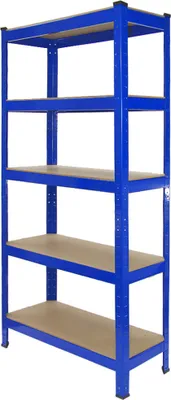 Produktbild von Monster Racking T-Rax Stahlregal Werkstattregal Garagenregal Kellerregal Lagerregal Industrieregal Schwerlastregal Regal 150cm H x 75cm L x 30cm B Blau