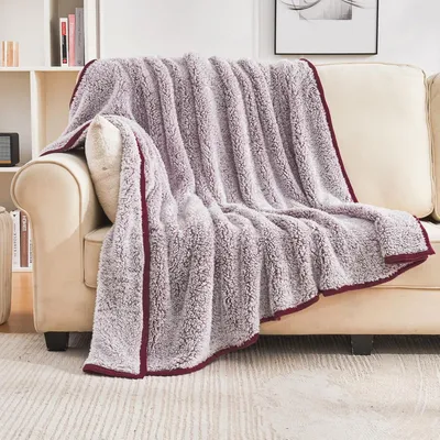 Productafbeelding van Sherpa-fleece deken, flanellen stof, 127x177 cm, rood, omkeerbaar