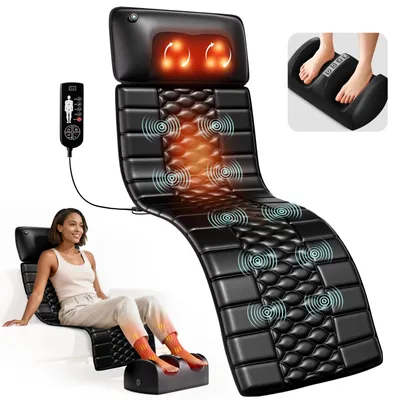 Produktbild von Shiatsu Massagematte - Ganzkörper Massageliege - Mit Fußmassage - Tiefengewebe Schmerzlinderung - Für Rücken Nacken Beine Füße - Für Zuhause und Büro - EU Stecker