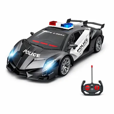 Immagine prodotto di Auto della polizia RC telecomandata per bambini | Telecomando a 2,4 GHz | Macchinina giocattolo