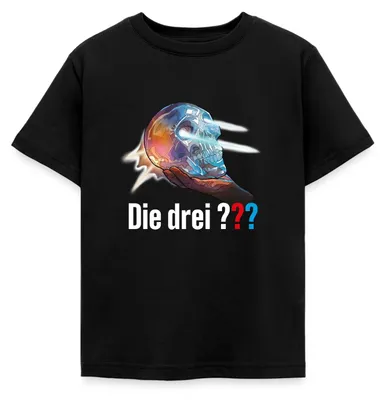 Produktbild von Spreadshirt Die Drei Fragezeichen Der Kristallschädel Kinder T-Shirt, 110/116 (5-6 Jahre), Schwarz