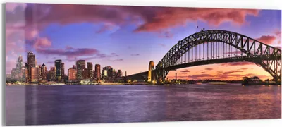 Produktbild von DEQORI Glasbild Echtglas 150x60 cm 'Sydneys Panorama' Wandbild Bild modern Deko