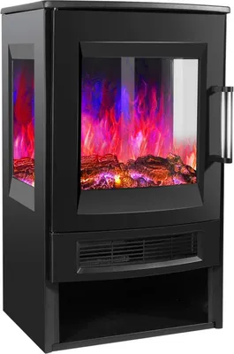 Produktbild von Jayseuw Elektrokamin – Elektrischer Heizofen – 900W/1800W Standkamin– Dreiseitiger Panorama-Kamin - LED-Flammeneffekt– Schwarz