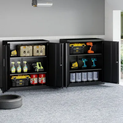 Immagine prodotto di Armadio per attrezzi - Contenitore portaoggetti - Armadio per officina - Archivio - Armadio in metallo - Con serratura - 80 x 40 x 91 cm