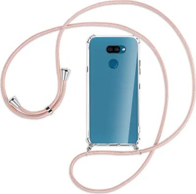 Produktbild von Handykette Backcover-Schutzhülle mit Band (Metall silberfarben) für LG K40S LMX430 - roségold