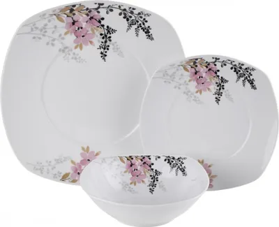 Produktbild von PRIMA DECO Tafelservice für 6 Personen Azalia 18-teiliges quadratisches Tellerset
