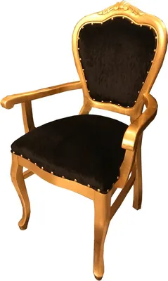 Produktbild von Casa Padrino Barock Luxus Esszimmer Stuhl mit Armlehnen Schwarz / Gold
