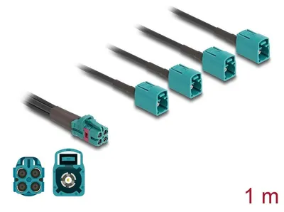 Productafbeelding van Delock kabel, Mini FAKRA-connector (vrouwtjesconnector, 4-polig) naar 4 x FAKRA-connector (vrouwtjesconnector, type B)