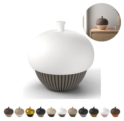 Zdjęcie produktu dla Lampion na tealight LED Żołądź ok. 11,6 cm, z pokrywą, PLA – Szary
