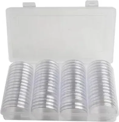 Obrázek produktu pro 100ks kapslí na mince kapsle 27mm na 2 euromince mince s krabičkou